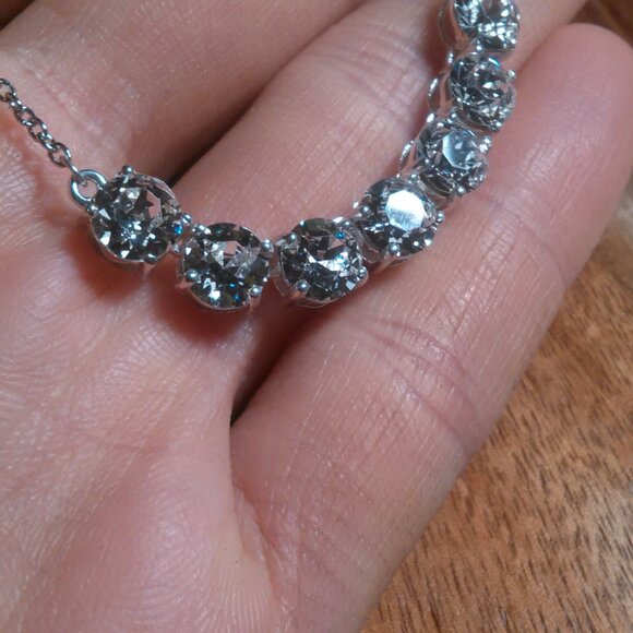 White Crystal Sterling Silver and Stainless Steel Necklace - Picture 10 of 13
